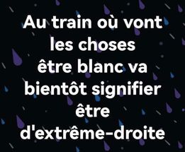 Au train ou vont les choses, être blanc va bientôt signifier être d'extrême-droite