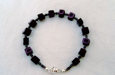 Bracelet en fimo gris et violet