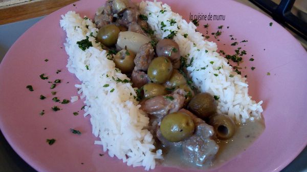 La fricassée de veau aux olives vertes