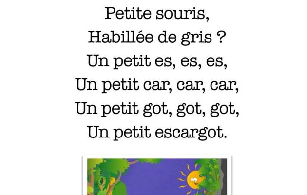 Dans l'Herbe Mouillée - Paroles illustrées à imprimer pour classes de maternelle