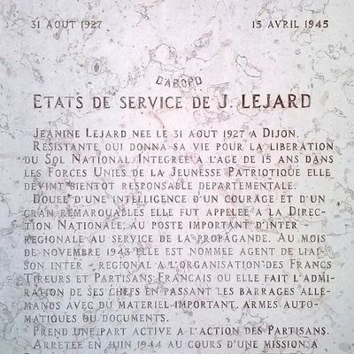 Un nom, un résistant : Jeanine LEJARD à Dijon