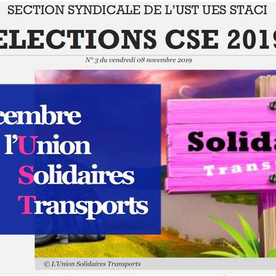 Elections CSE 2019 : Profession de foi de l'Union Solidaires Transports