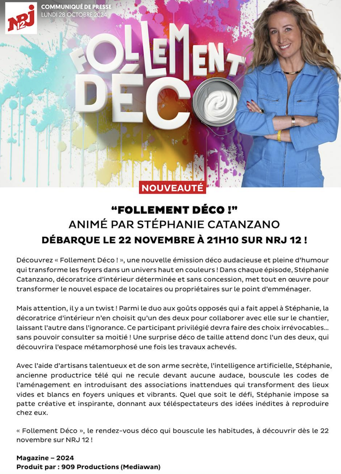 Follement Déco débarque le 22 novembre sur NRJ12. - LeBlogTVNews
