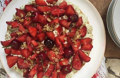 Sablé breton aux Fraises et Crème  à la Pistache