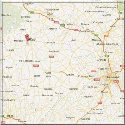 Gers - Larresingle - Position cité fortifiée sur carte