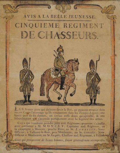 Affiches de recrutement du XVIII ème  pour les divers régiments.