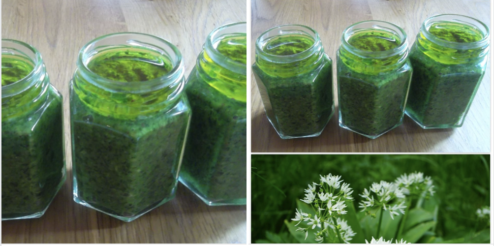 Pesto à l'ail des ours, au Parmesan et à la poudre d'amandes