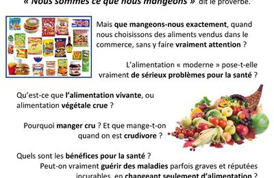 Conférence "L'alimentation vivante, pour une belle vie et une meilleure santé" mercredi 6 juin 2018