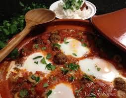 Moroccan kefta tagine with tomato and eggs