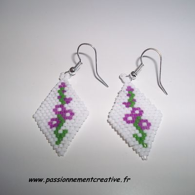 Boucles d'oreilles losanges fleuris