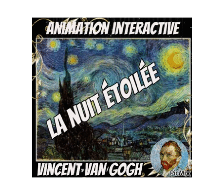 Dessin et peinture - vidéo 3909 : Animation interactive: "La nuit étoilée de Vincent Van Gogh"..