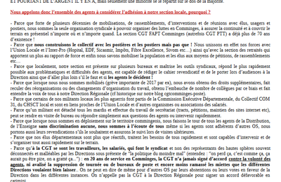 Lettre ouverte de la section à l'ensemble des agents postiers du Comminges