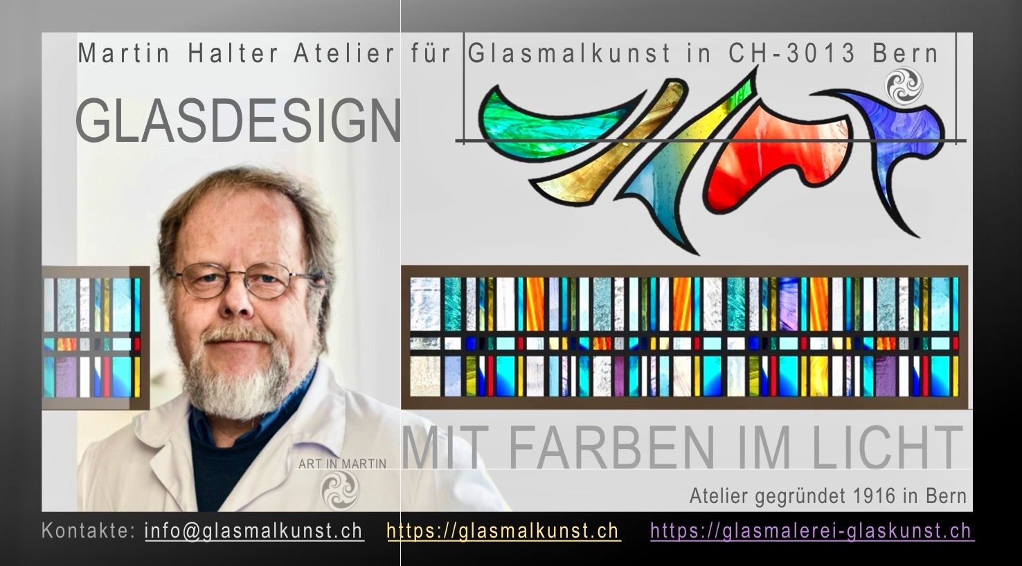 Architektur, Interieur, künstlerische Farbfenster-Gestaltung nach Entwürfen von Martin Halter glasmalkunst.ch