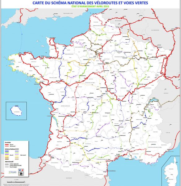 Carte de France des véloroutes