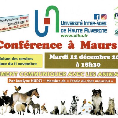 Conférence à Maurs - Comment communiquer avec les animaux