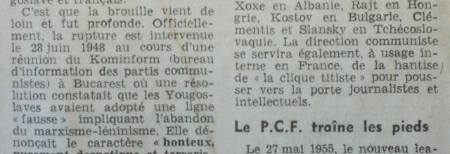 Les relations tendues entre le PCF et la Yougoslavie titiste