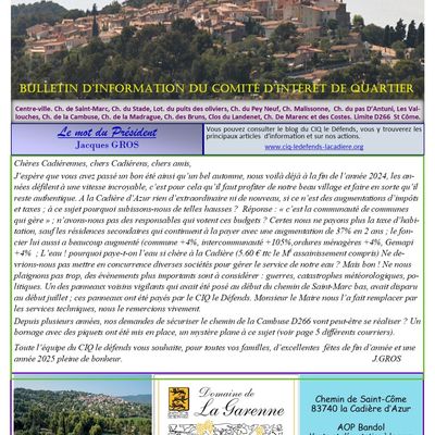 JOURNAL D'INFORMATION "L'ÉCHO du CIQ le DÉFENDS" ÉDITION DÉCEMBRE 2024