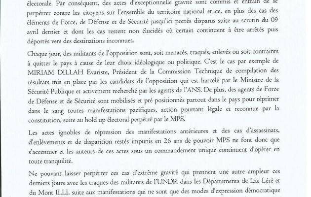 Tchad: l'UNDR dénonce un climat de terreur dans le pays