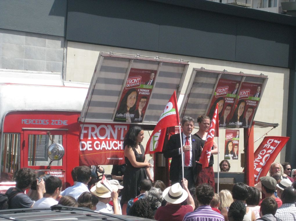 Visite de soutien aux candidates du FG pour les élections législatives, marché Glacière place Coluche, puis meeting improvisé au bas de la cité Daviel