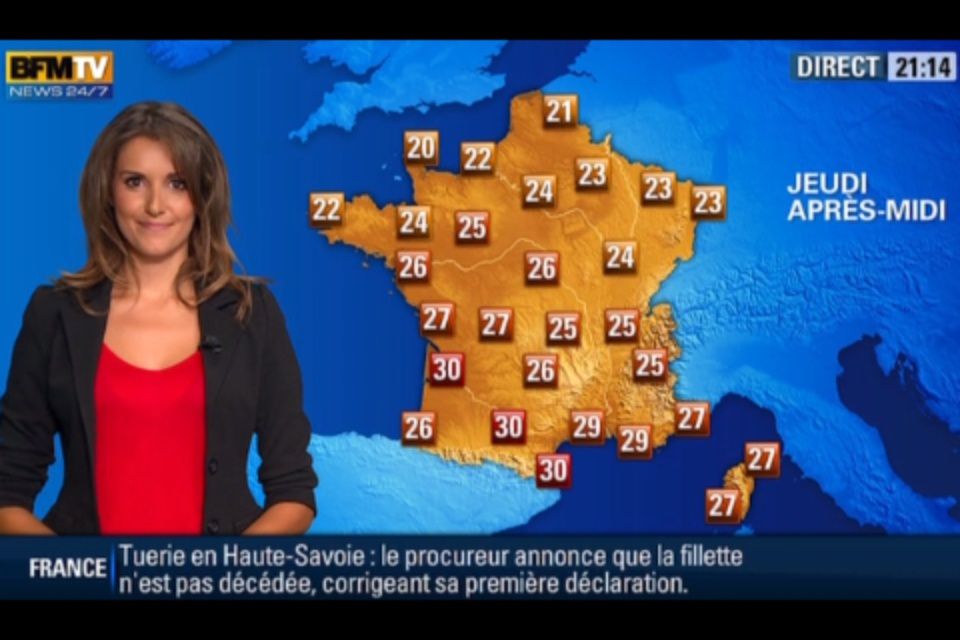 [2012 09 05] FANNY AGOSTINI - BFM TV - LA MÉTÉO @21H15