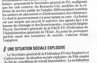 SITUATION EXPLOSIVE A POLE EMPLOI, artcle paru dans FO hebdo du 8 avril 2010