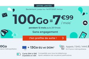 Forfait Sans engagement 100 Go à 7,99 euros par mois chez Cdiscount Mobile