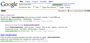 Numéro 2 de l'autoconstruction sur google