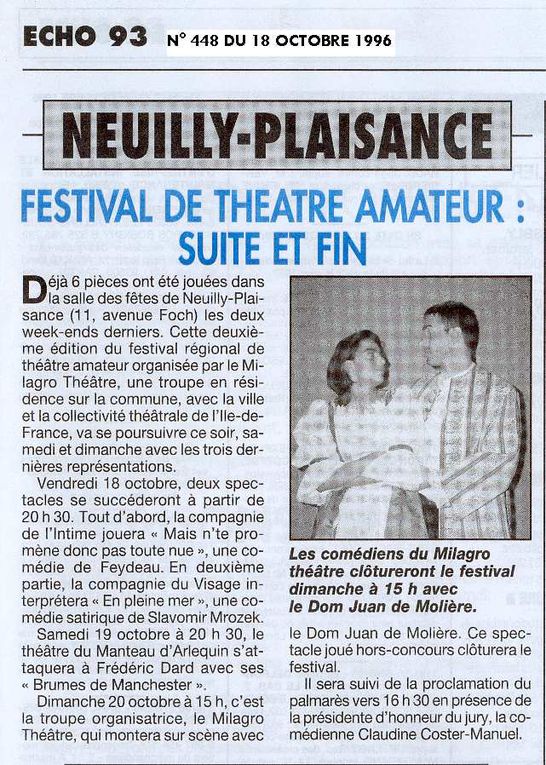 Dom Juan de Molière- mise en scène S. Mounié - Neuilly-Plaisance. (1997)