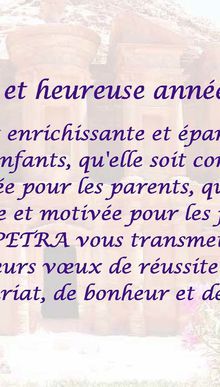 L'Equipe APE PETRA vous présente ses meilleurs voeux 2011