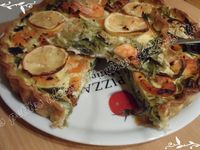 Quiche aux poireaux, crevettes et citron