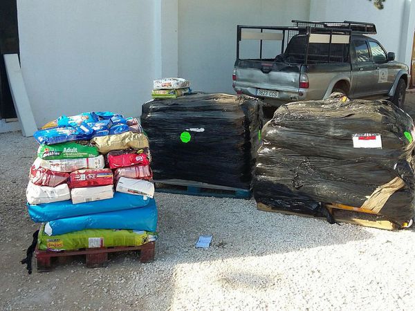Mai 2018 - le transport de dons arrivé au refuge de Cambiando Miradas à Ecija et là on attend la facture pour ce transport ... :-) 