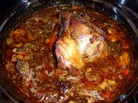 Le plat en début de cuisson, mi-cuisson et 7 heures après !