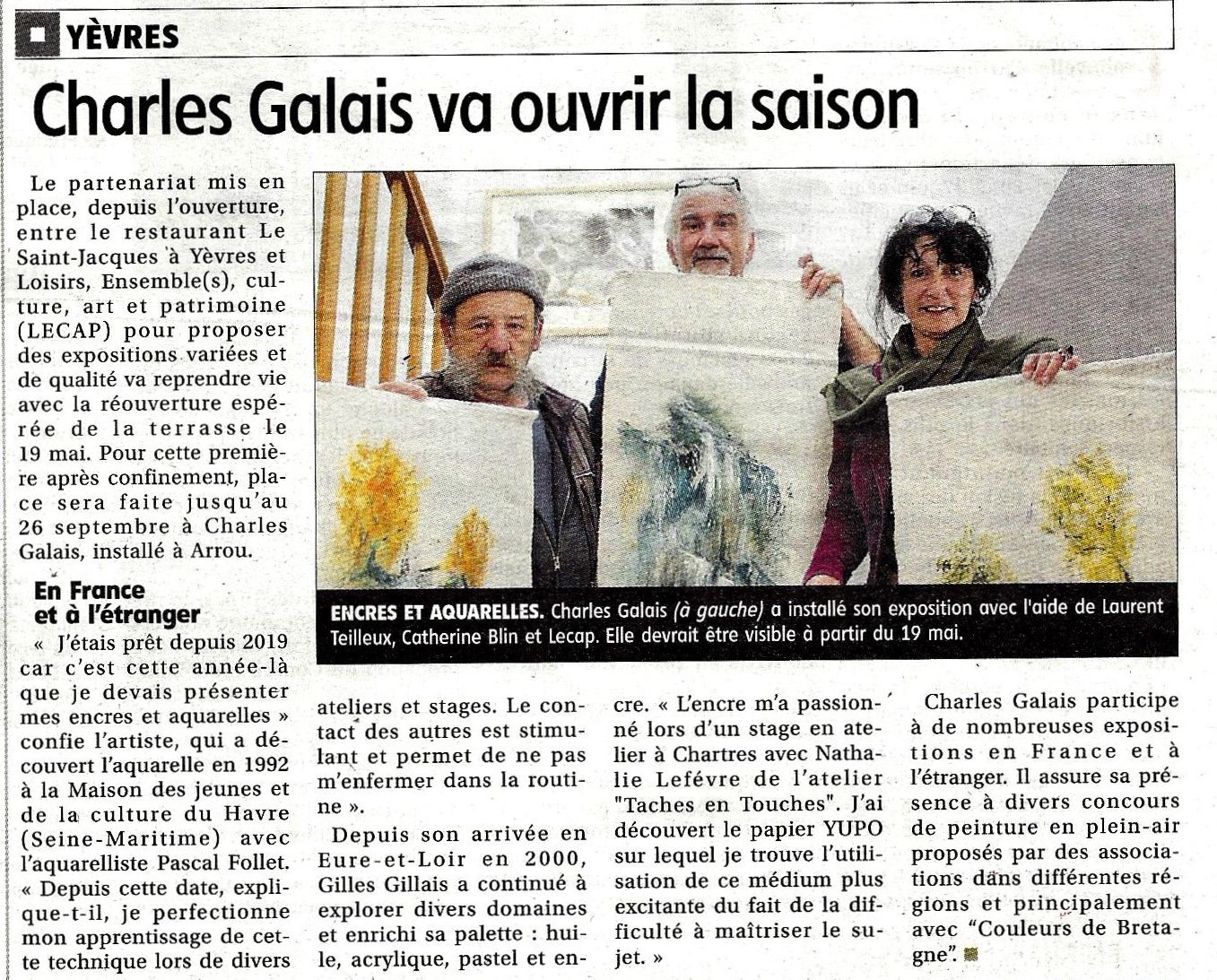 Charles Galais expose au restaurant le Saint-Jacques à Yèvres