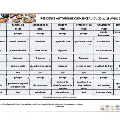 Menu semaine 17 