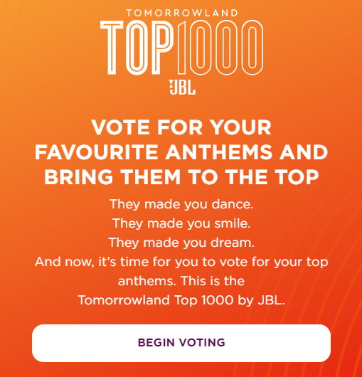 Tomorrowland top 1000 - vote for your favourite anthems 