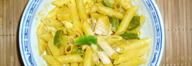 Penne poulet curry