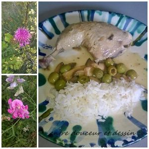 poulet aux olives et champignons