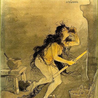 Halloween et sorcières en peinture et illustrations -   Anton Kandaurov  (1863-1930) illustration sorcière