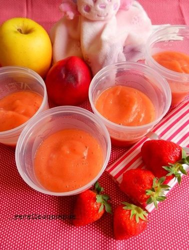 Compote Pomme Peche Fraise Bebe A Partir De 6 Mois Recette Du Monde