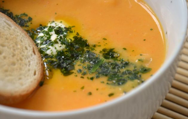 Soupe carotte, courge musquée et mascarpone {thermomix}