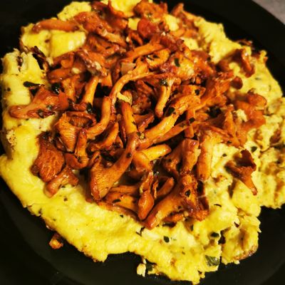 Omelette aux girolles et aux herbes