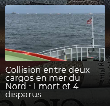 Capture du clip « Collision entre deux cargos en mer du Nord : 1 mort et 4 disparus »