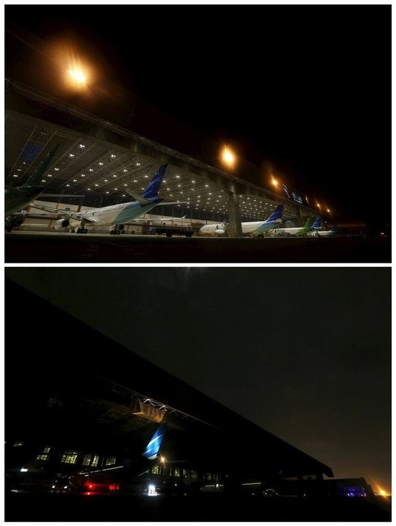 Las espectaculares imágenes de La Hora del Planeta 2016: Aeropuerto de Yakarta, Indonesia.- El Muni.