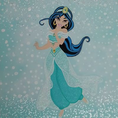Petite toile aquarelle de Jasmine "Aladin" réalisée pour une jolie petite patineuse !!