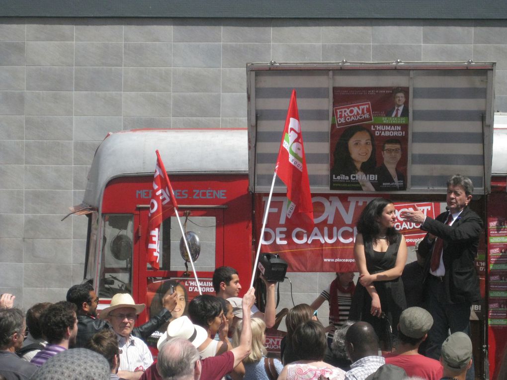 Visite de soutien aux candidates du FG pour les élections législatives, marché Glacière place Coluche, puis meeting improvisé au bas de la cité Daviel