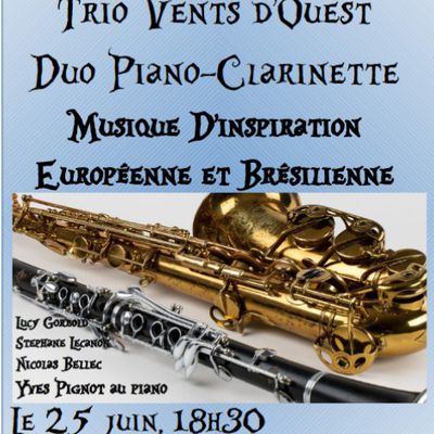 Concert "Trio Vents d'Ouest" à la chapelle ND de Lorette..le dimanche 25 juin à 18h30..