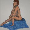 Grosse femme nue assise