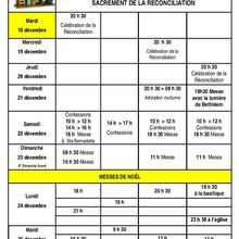 Horaires célébrations de Noël