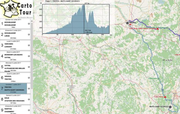 La carte interactive des étapes du Tour de France 2017