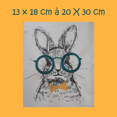Broderie Lapin à lunettes